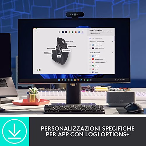 Logitech MX Master 3S - Mouse Wireless ad Alte Prestazioni, Scorrimento Ultraveloce, Ergo, 8K DPI, Tracciamento su Vetro, Clic Silenziosi, USB C, Bluetooth, Windows, Linux, Chrome - Grigio scuro