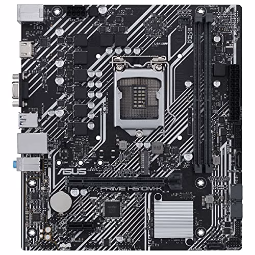 Asus PRIME H510M-K, Scheda madre micro ATX Intel H510 (LGA 1200), PCIe 4.0, slot M.2 32Gbps, Lan Intel 1 Gb, HDMI, D-Sub, USB 3.2 Gen 1, SATA 6 Gbps, connettore COM, connettore RGB