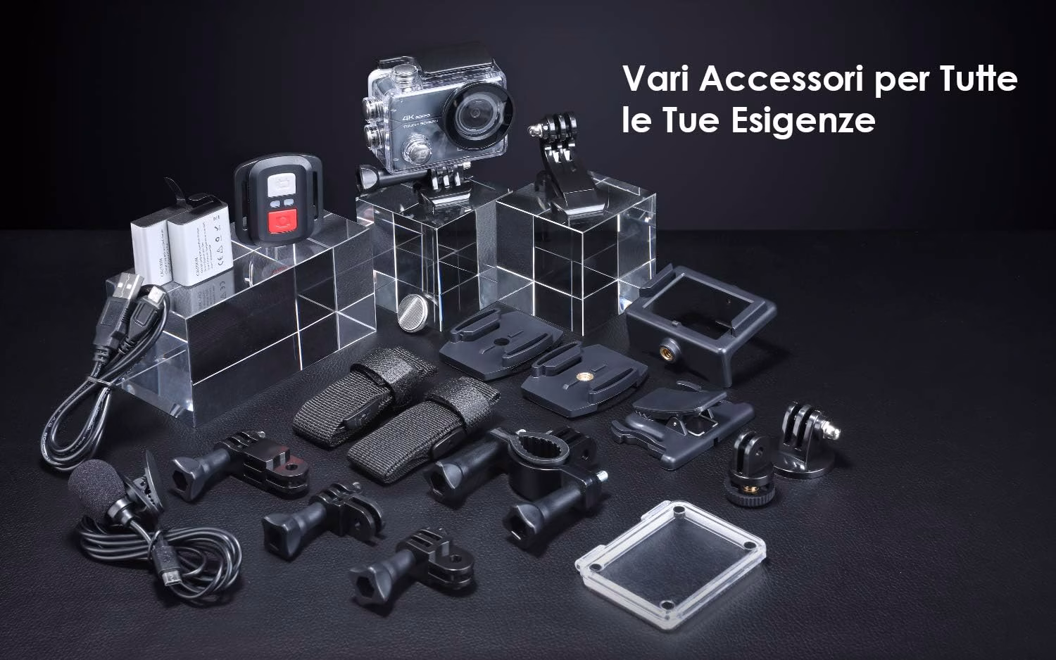 COOAU Action Cam Nativo 4K 60fps 20MP Touch Screen Wi-Fi videocamera con Zoom 8X Nuova EIS Anti-Shake, Custodia fotocamera subacquea Impermeabile 40m, Regolabile Microfono Esterno, 2x1350mAh Batterie