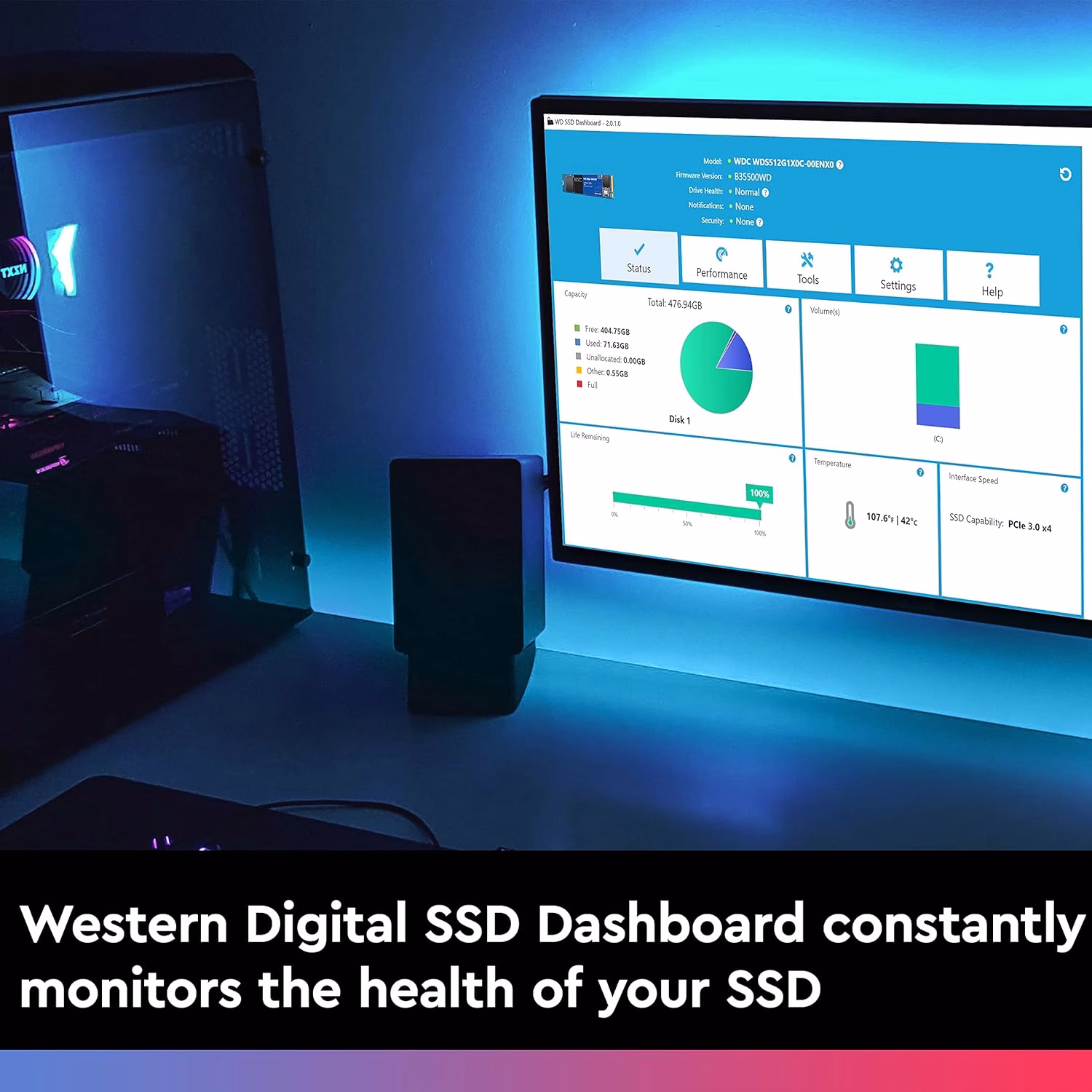 WD Blue SN550 500 GB SSD NVMe, Gen3 x 4 PCIe, M.2 2280, 3D NAND